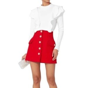 Veronica Beard Jeans White Dawson Ruffle long sleeve Top size S